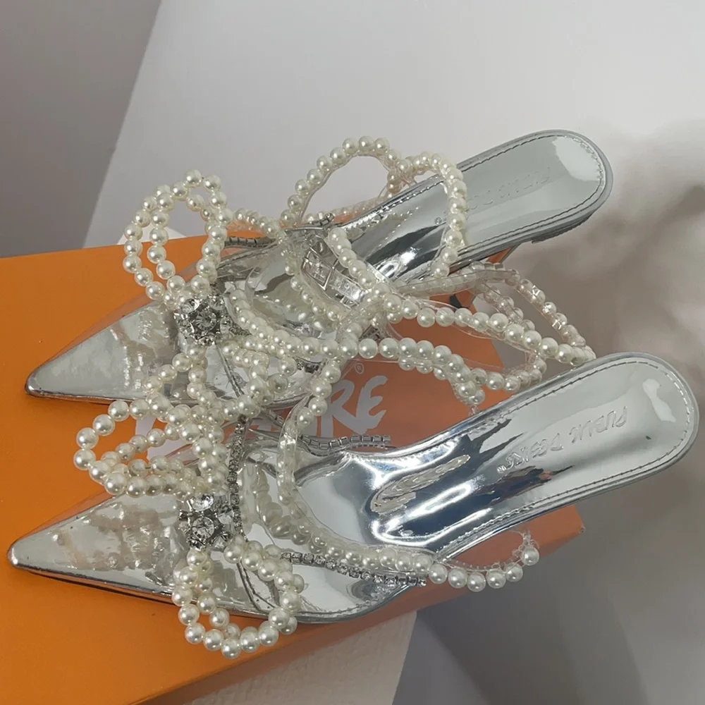 Public Desire Damaged Crystals Missing Size 9 crystal embellished pointed toe - Picture 3 of 12